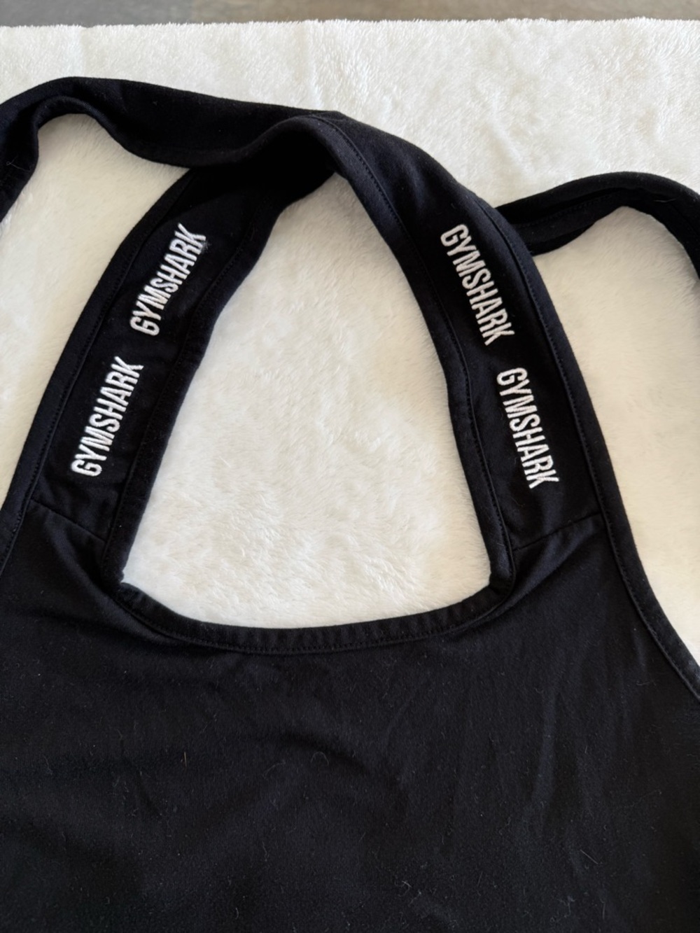 Gymshark Black Halter Tank Top XS Logo Strap Athletic Workout Gym Athleisure - Picture 2 of 6